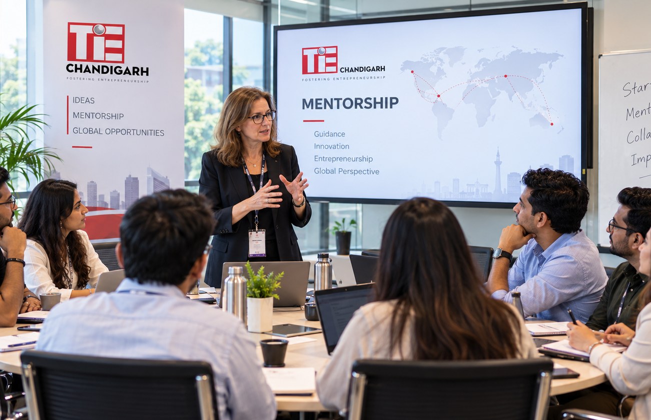Finalists in a mentorship session during the Israel-TiE Chandigarh collaboration